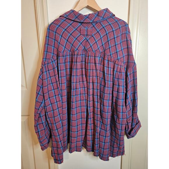 Free People Cardiff Plaid Texture Shirt Size M NWOT - Picture 2 of 10